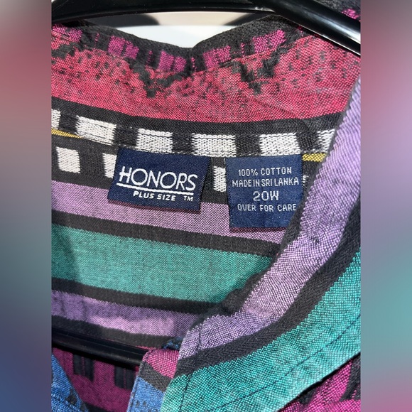 Vintage Women’s Honors Plus Size 20w Sleeveless Multicolor Rare Button Shirt - Picture 4 of 7